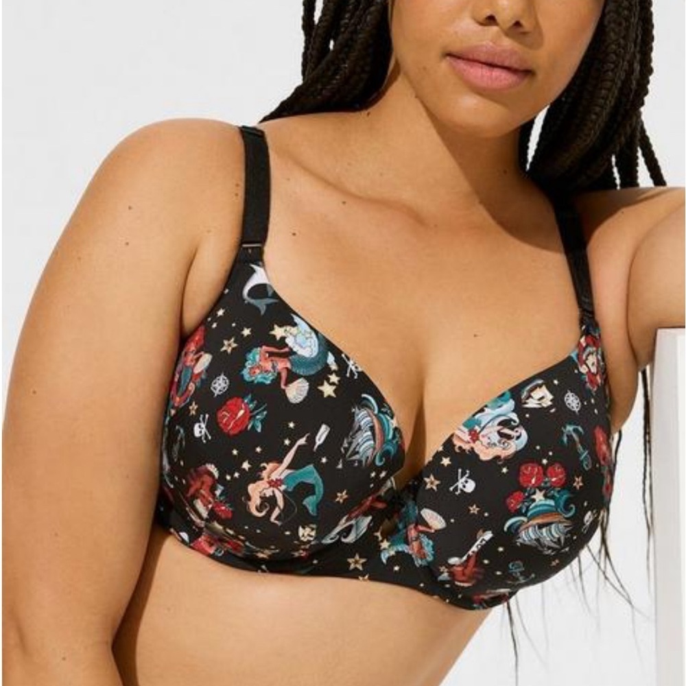 Torrid Perfect T-Shirt Bra 48B Sink or Swim Tattoo in Black Underwire